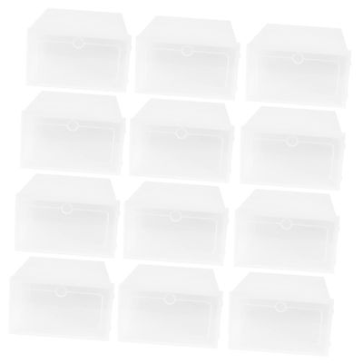 Garneck Shoe Box Storage Bin 12pcs Thicken Clear Plastic Stackable Home Office Closet Entryway Organizer