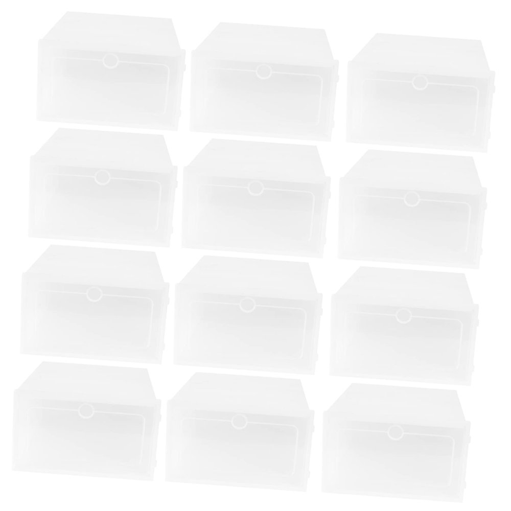 Garneck Shoe Box Storage Bin 12pcs Thicken Clear Plastic Stackable Home Office Closet Entryway Organizer