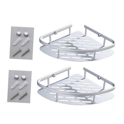 BIUDECO Aluminum Triangle Single Layer Bathroom Shelf Organizer Space-Saving Wall-Mounted Corner Tray for Tidy Bathroom Storage Construction for Toiletries and Accessories