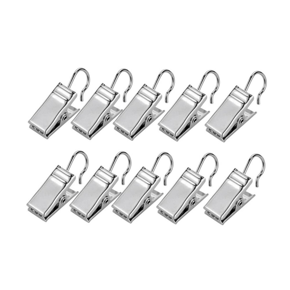 HOLIDYOYO 30pcs Heavy-Duty Curtain Clips Metal Photo Clips Socks Clamps Silver Hanging Hooks for Outdoor Lights Lanterns and Laundry Strong Grip for All Weather