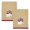 Avanti Linens - Bath Towels, Soft & Absorbent, Embroidered, Christmas Decorations, Set of 2 (Snowmen Gathering Collection) view 1