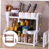 SOESFOUFU Double-Layer Organizer Rack, Plastic Storage Shelf for Seasoning view 3
