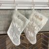 Merry Craft Works Custom White Plush Christmas Stockings, Personalized Embroidered Stockings with Your Name, Rustic White Snowflake, Family Holiday Decor, 4 Pack view 2