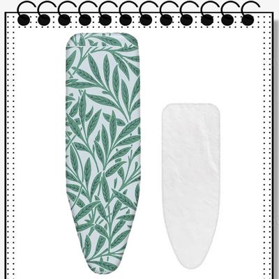 BERWDUXA Table Top Ironing Board Cover 36x12in 39x13in 43x13in 48x15in Iron Board Cover Scorch Resistant Padding, 100% Cotton, Drawstring Tightening(Green Leaf,36x12in(90x30cm))