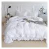 Super Sale White Bedding Set Elegant Handmade Ruffle Duvet Cover Set Princess Queen Bed Set Home Bed Sheet Cotton Pillowcases,Bed view 1