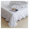 Super Sale White Bedding Set Elegant Handmade Ruffle Duvet Cover Set Princess Queen Bed Set Home Bed Sheet Cotton Pillowcases,Bed view 3