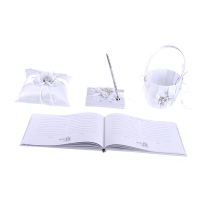 WHAMVOX 4pcs Wedding Pillow and Flower Girl Basket Decor Notebook and Pen Holder for Bride Elegant Wedding Accessories for Ceremony