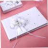 WHAMVOX 4pcs Wedding Pillow and Flower Girl Basket Decor Notebook and Pen Holder for Bride Elegant Wedding Accessories for Ceremony view 2