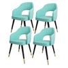 DIROVO Modern Living Dining Room Armchairs Set of 4,Kitchen Dining Chairs,Living Room Office Chairs,Medieval Style PU Leather Seats,Metal Feet(Mint Green) view 1