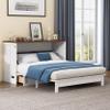 BEDGJH Queen Size Murphy Bed Chest with Charging Station and Large Storage Drawer, Wood Folding Hidden Bedframe for Home Office Small Room (Queen) view 1