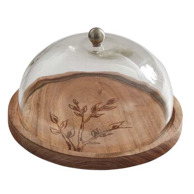 BLACK FOREST DECOR Pointed Leaf Cheese Board with Dome