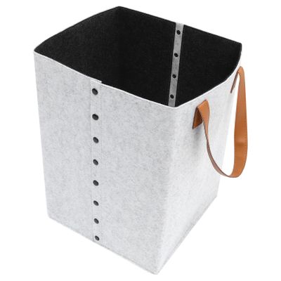 PRETYZOOM Large Capacity Laundry Basket with Handles Portable Hamper for Clothing and Sundries Simple Design Storage Bag for Home Organization Grey Felt