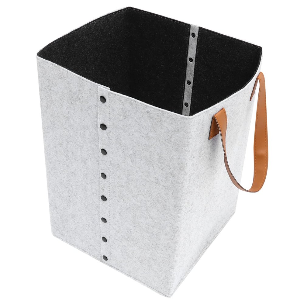 PRETYZOOM Large Capacity Laundry Basket with Handles Portable Hamper for Clothing and Sundries Simple Design Storage Bag for Home Organization Grey Felt