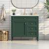 36'' Bathroom Vanity Without Resin Sink, Solid Wood Frame Modern Storage Cabinet with Tip-Out Drawer & Soft Closing Doors, Green view 3