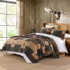 QuiltEase Cabin Plaid Quilts King Size - King Quilt Set, 100% Cotton Quilt Bedding Bedspreads, Lightweight Bear Forest Tree Deer Patchwork Comforter Set, Dark Brown/Dark Green/Beige, 3 PC view 2
