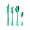 24 piece silverware set for Christmas, red flatware set for 6, 18/8 stainless steel utensil set for home and kitchen, Christmas spoons and forks cutlery set, Santa Claus and Snowflakes view 1