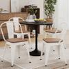 Alunaune 18inch Metal Dining Chair Set of 4 High Back Classic Chic Iron Farmhouse Chairs Industrial Stackable Coffee Stools Bistro Cafe Side Barstools Wood Seat-White view 1