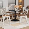 Alunaune 18inch Metal Dining Chair Set of 4 High Back Classic Chic Iron Farmhouse Chairs Industrial Stackable Coffee Stools Bistro Cafe Side Barstools Wood Seat-White view 2