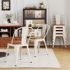 Alunaune 18inch Metal Dining Chair Set of 4 High Back Classic Chic Iron Farmhouse Chairs Industrial Stackable Coffee Stools Bistro Cafe Side Barstools Wood Seat-White view 3