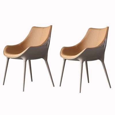 YXCUIDP Modern Dining Chairs Set of 2,Leather Seat and Back Kitchen Armchair with Solid Steel Legs for Living Room Bedroom Dining Chair(A)