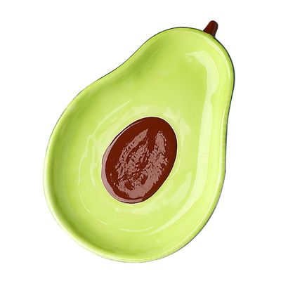 Garneck Avocado Shape Ceramic Plate: Cute Appetizer Serving Dish 6.5inch Decorative Fruit Salad Dessert Platter Tray Dip Bowl for Kitchen Home Restaurant