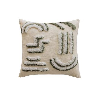 vctops Boho Tufted Throw Pillow Cover Soft Chenille Modern Decorative Cushion Cover Abstract Stripe Square Accent Pillowcase for Sofa Couch Bed Living Room (Type C,18"x18")