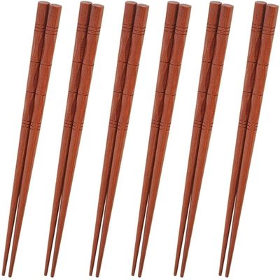 GAAHRQQQ Natural Bamboo Chopsticks 6 Pairs of Wooden Chopsticks Reusable Tableware Chopsticks Dishwasher Safe and Healthy Home Kitchen Can be Cleaned in The Dishwasher