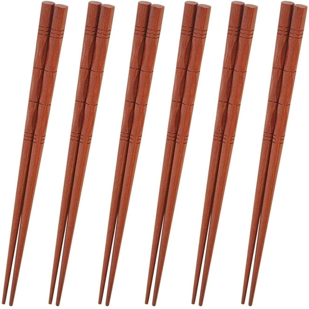 GAAHRQQQ Natural Bamboo Chopsticks 6 Pairs of Wooden Chopsticks Reusable Tableware Chopsticks Dishwasher Safe and Healthy Home Kitchen Can be Cleaned in The Dishwasher