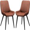 WAZHOU PU Leather Dining Chairs Set of 2 Modern Upholstered Chairs with Metal Legs for Dining Room Living Room Bedroom Kitchen(Orange red) view 1