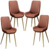 WAZHOU Dining Chair Set of 4 PU Leather Kitchen Chairs with Upholstered Seat and Backrest Metal Legs Lounge Chairs(Orange red) view 1