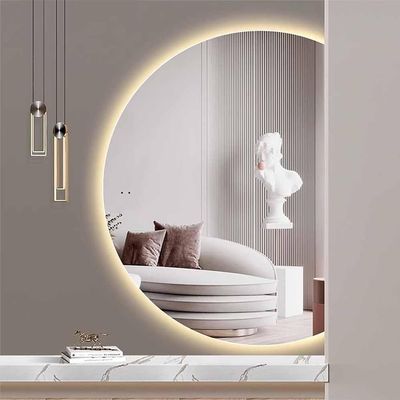 BiSaXieTa 32"x47" Lighted Half Moon Vanity Mirror for Bathroom, 28"x43" Large Bathroom Mirror for Wall, 28"x39" Anti-Fog Makeup Mirror 3 Colors Light, 24"x35" Smart Backlit Decorative Mirror(Right cut