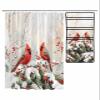 ZFUNCING Shower Curtain Mesh Shower Organizer Set,Red Berry Bird Christmas Holly Waterproof Bath Curtains,Hanging Shower Caddy Bathroom Organizer with 10 Pockets,Tree Branch Winter Snow Scene view 1