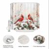 ZFUNCING Shower Curtain Mesh Shower Organizer Set,Red Berry Bird Christmas Holly Waterproof Bath Curtains,Hanging Shower Caddy Bathroom Organizer with 10 Pockets,Tree Branch Winter Snow Scene view 2