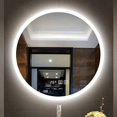 SDdPulse Round LED Mirror, Bathroom Mirror with Lights Modern Decorative Mirror Wall-Mounted Makeup Mirror Smart LED Vanity Mirror,White Light-80CM