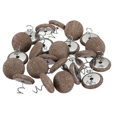 uxcell 24Pcs Upholstery Tacks Twist Pin, 20mm Bed Skirt Pins Fabric Covered Button Twist Pins for Slipcovers Bed Skirts Armchair Caddies Furniture Cover, Light Brown