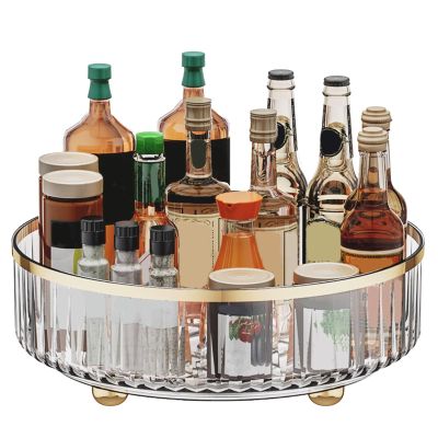 Rotating Storage Rack Multipurpose Transparent Light Luxury Space Saving Turntable Organizer for Kitchen Countertop Living Room