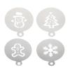 OFFSCH 4pcs Creative Christmas Cake Decorating Stencils for Baking Gingerbread Man Snowflake Snowman Christmas Tree Easy to Use for Coffee Art Holiday Desserts view 1