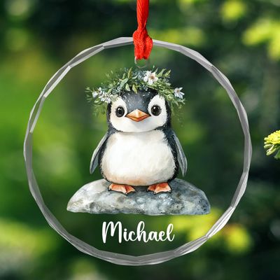 Personalized Penguin Glass Xmas Ornaments, Penguin Christmas Ornament Gift For Girlfriend Daughter Sister Penguin Lover, Customized Name Penguin Glass Christmas Ornament 2026, Unique Penguin Ornaments