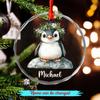 Personalized Penguin Glass Xmas Ornaments, Penguin Christmas Ornament Gift For Girlfriend Daughter Sister Penguin Lover, Customized Name Penguin Glass Christmas Ornament 2026, Unique Penguin Ornaments view 2