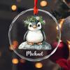 Personalized Penguin Glass Xmas Ornaments, Penguin Christmas Ornament Gift For Girlfriend Daughter Sister Penguin Lover, Customized Name Penguin Glass Christmas Ornament 2026, Unique Penguin Ornaments view 3
