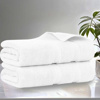 Superior Cotton Bath Sheet Set, Daily Use, Bathroom, Guest Room, Bath, Shower, Pool, Body, Home Essentials, Quality Soft Plush Absorbent Towels, Zero Twist, Smart Dry Collection, Set of 2, White