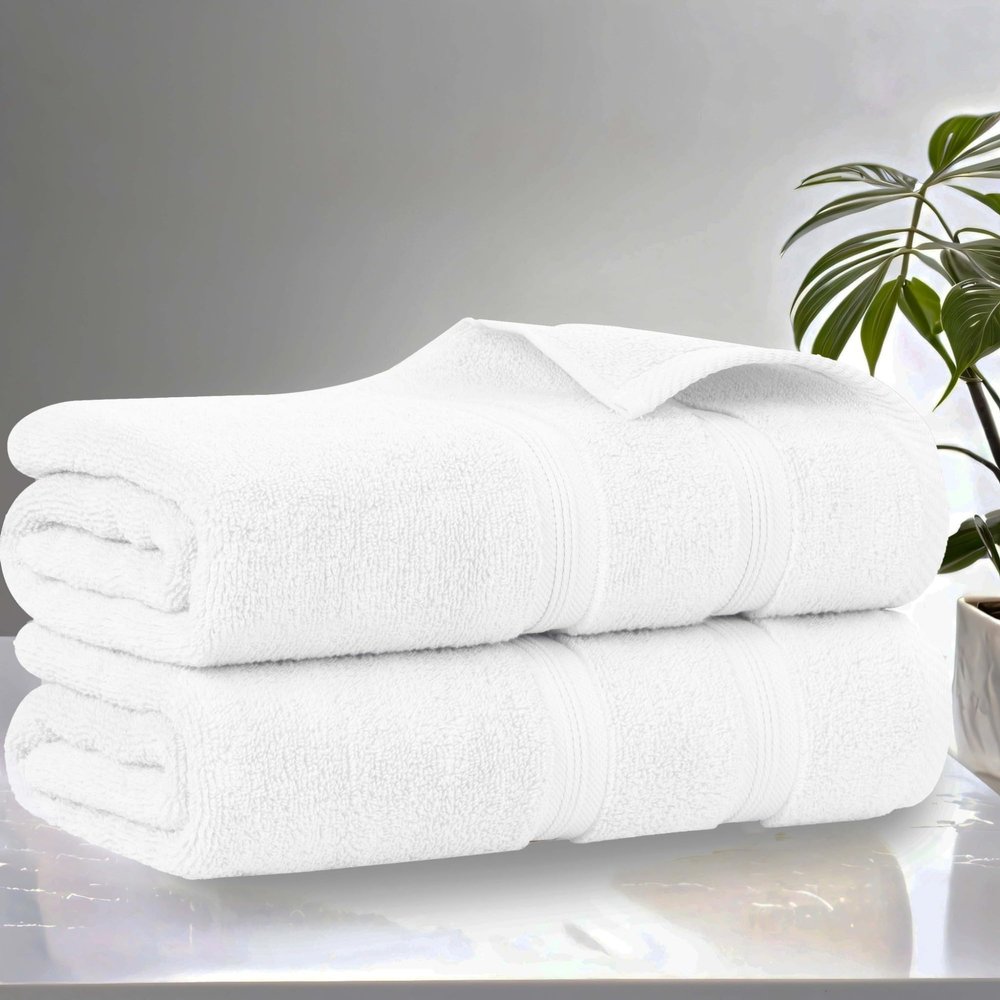 Superior Cotton Bath Sheet Set, Daily Use, Bathroom, Guest Room, Bath, Shower, Pool, Body, Home Essentials, Quality Soft Plush Absorbent Towels, Zero Twist, Smart Dry Collection, Set of 2, White