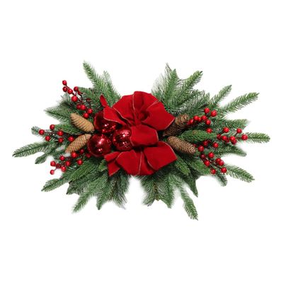 WOONEKY Christmas Wreath Pendant Bow Artificial Xmas Wreath Decoration for Wall Door Stair Rail and Home Decor for Holiday Celebrations and Festive Atmosphere