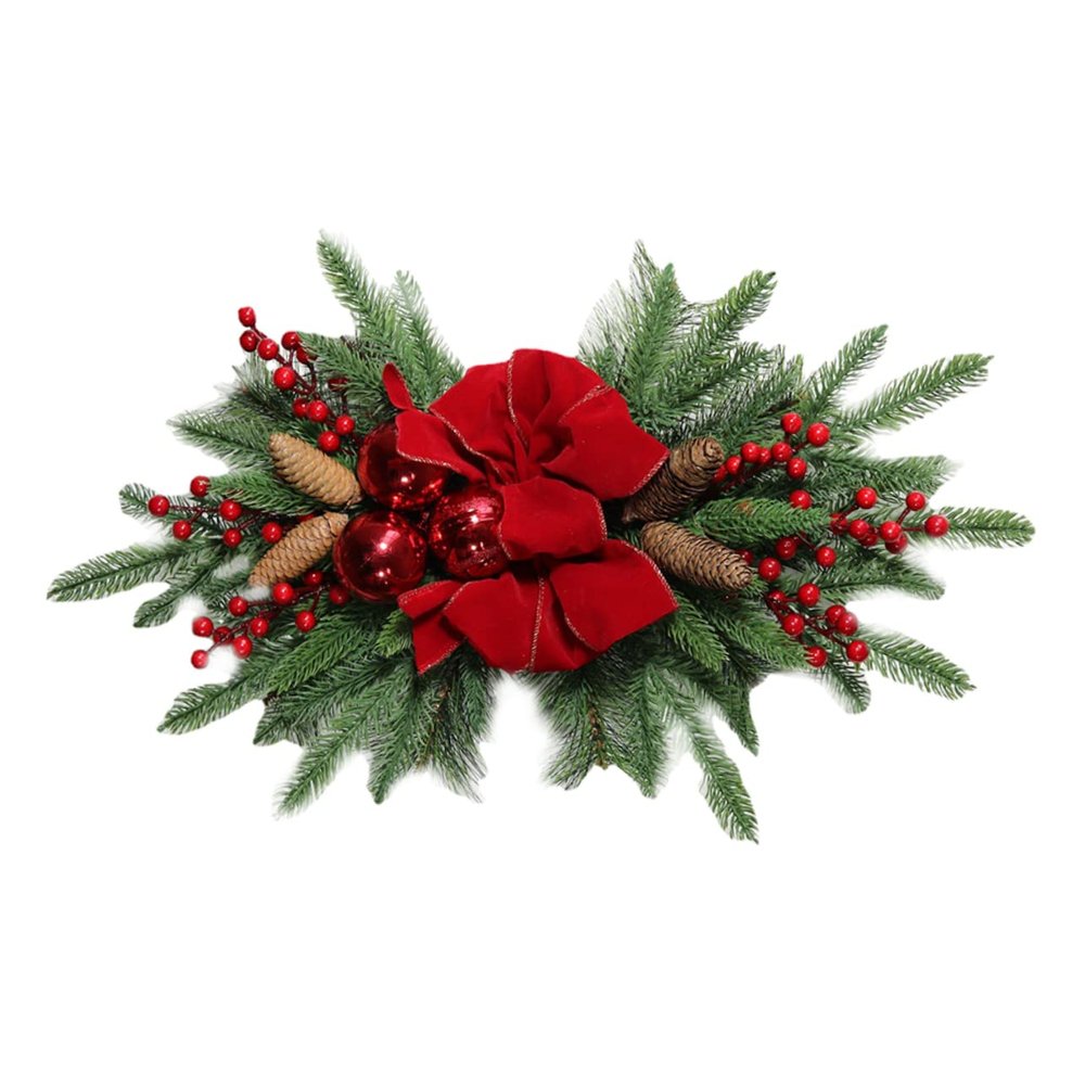 WOONEKY Christmas Wreath Pendant Bow Artificial Xmas Wreath Decoration for Wall Door Stair Rail and Home Decor for Holiday Celebrations and Festive Atmosphere