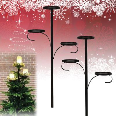Candelabra Tree Topper - Triple Tree Topper Candle Holder Metal, 3 Tier Candle Holder Black - Candelabra Christmas Topper Unique - Light up Christmas Tree (2 Pcs)