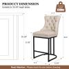 UVV Counter Height Bar Stools Set of 2, 26" Modern Barstools with Back, Faux Leather Upholstery Counter Chairs with Metal Legs for Kitchen Island, Bar, Counter, Beige view 2