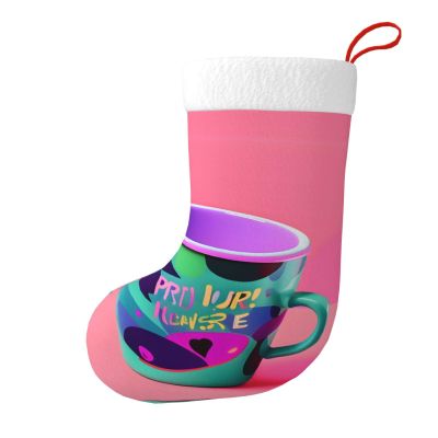 Juandeng 90'S Cup Design Festive Christmas Stockings-Vibrant Santa Claus Snowman Design,Hanging Christmas Socks