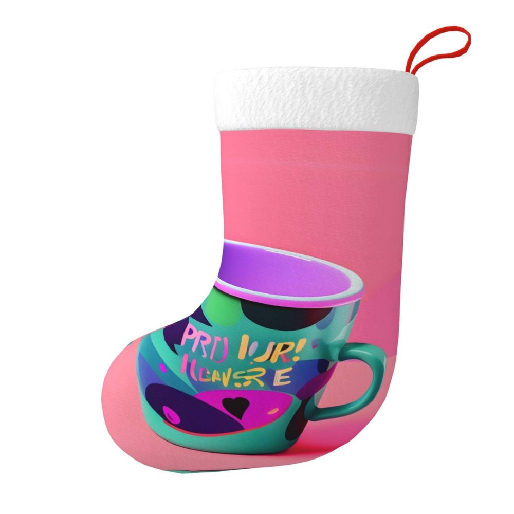 Juandeng 90'S Cup Design Festive Christmas Stockings-Vibrant Santa Claus Snowman Design,Hanging Christmas Socks