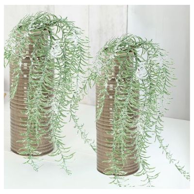 Factory Direct Craft Frosted Artificial Cascading Pine Bushes Set of 2 - Fake Greenery for Christmas Arrangements and Holiday Decorating (29 Inches Long from Bottom to tip)