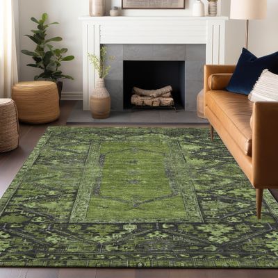 Addison Rugs Chantille ACN1727 Olive 10' x 14' Indoor/Outdoor, Machine Washable, Easy Clean, Non Shedding, Bedroom, Living Room, Dining Room, Kitchen, Patio Rug